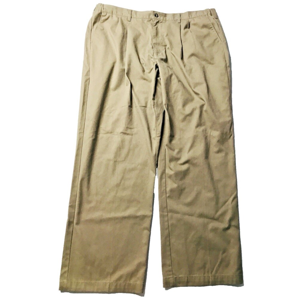 Women’s Khaki Pants Plus Sz 44X32 Basic Edition Tan Elastic Side Waist~ Pleated